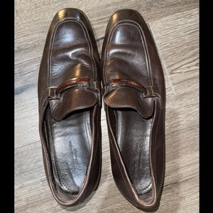 Ermenegildo Zegna Mens Brown Leather Horsebit Loafers Size 10